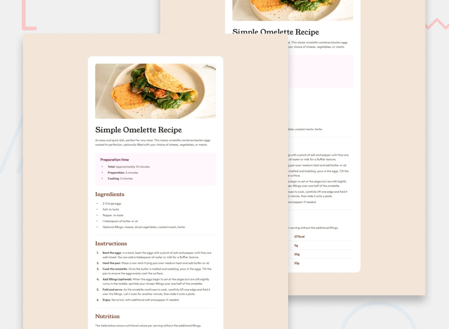 Recipe Page preview