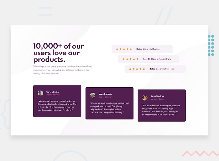 social proof section preview